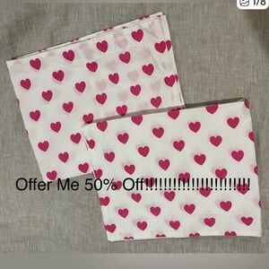 Company Kids (2) Standard White Pillow Cases with Pink Hearts